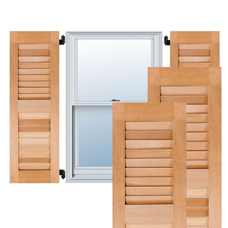 12W X 47H Exterior Real Wood Sapele Mahogany Open Louvered Shutters, Unfinished PR